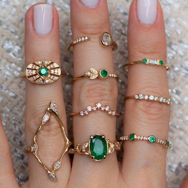 Knuckle BOHO Crystal Star Finger Rings
