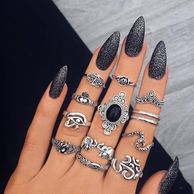 Knuckle BOHO Crystal Star Finger Rings