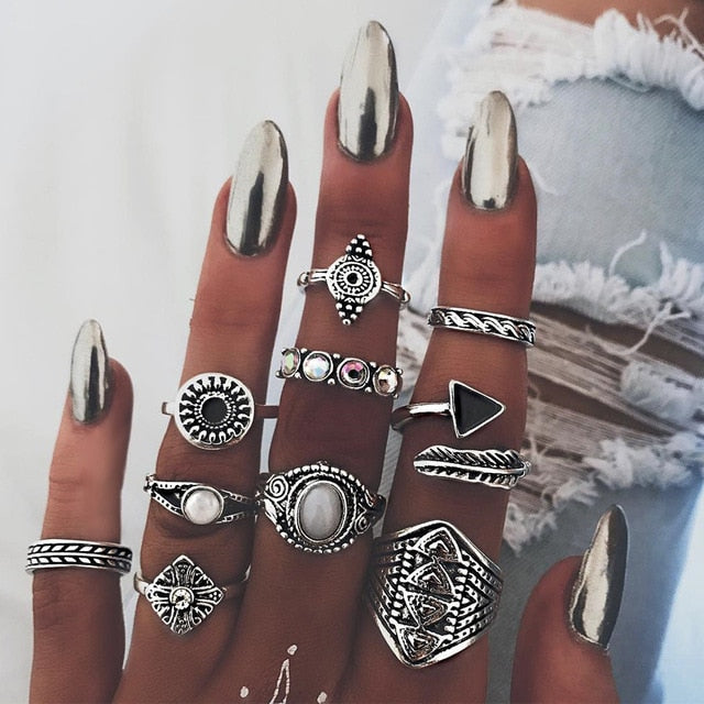 Knuckle BOHO Crystal Star Finger Rings