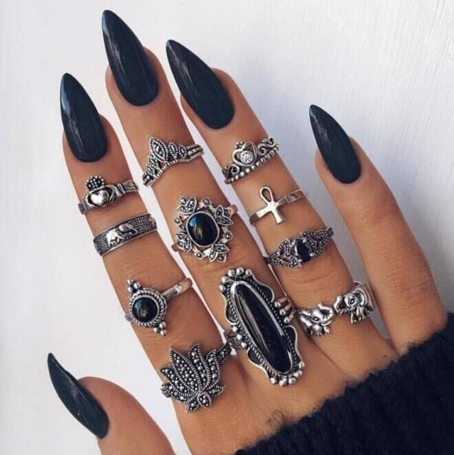 Knuckle BOHO Crystal Star Finger Rings