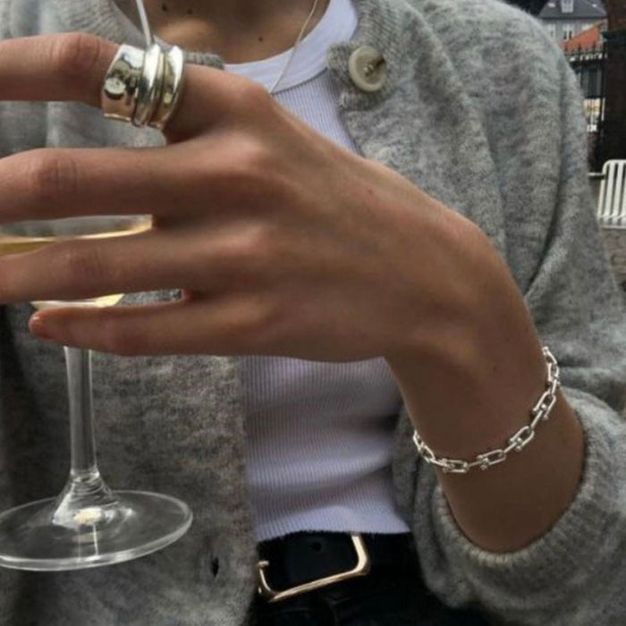Sterling Silver Thick Chain Bracelet for Women