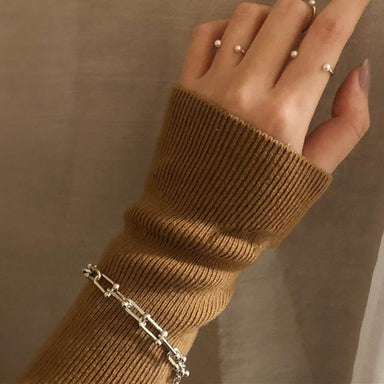 Sterling Silver Thick Chain Bracelet for Women