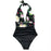 Navy Floral Deep V-neck Halter One-Piece Swimsuit