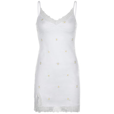 90s Print Embroidery Lace Sexy Bodycon Dress
