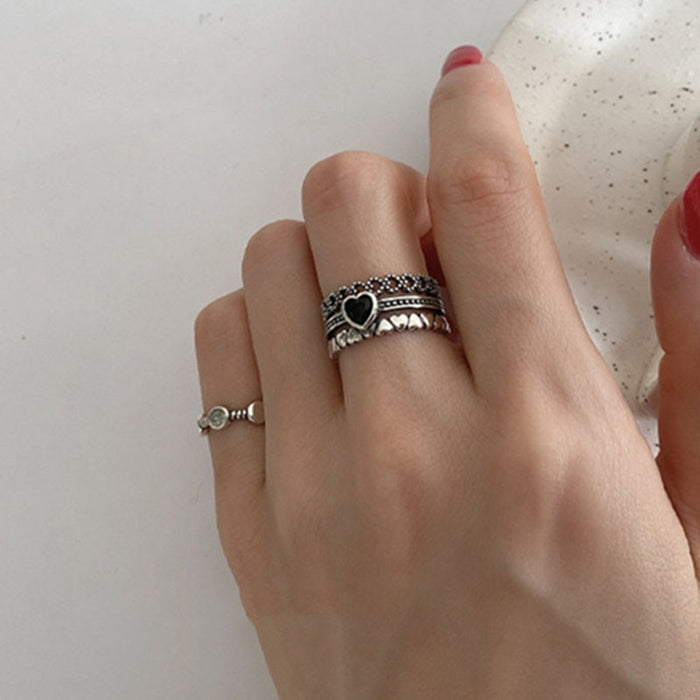 Heart Multilayer Silver Ring