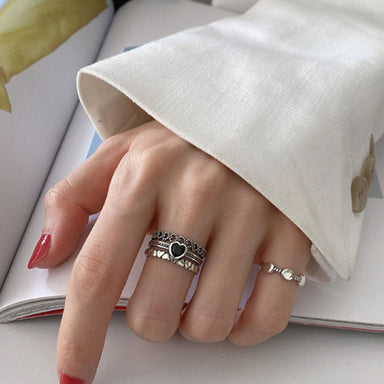 Heart Multilayer Silver Ring