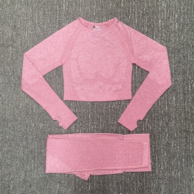 Seamless Fitness Yoga Suit 3pcs Gym Clothing