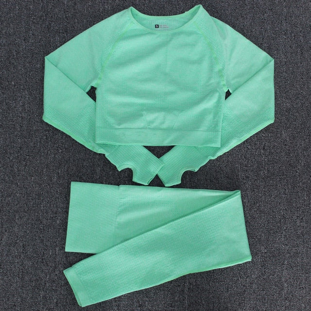 Seamless Fitness Yoga Suit 3pcs Gym Clothing