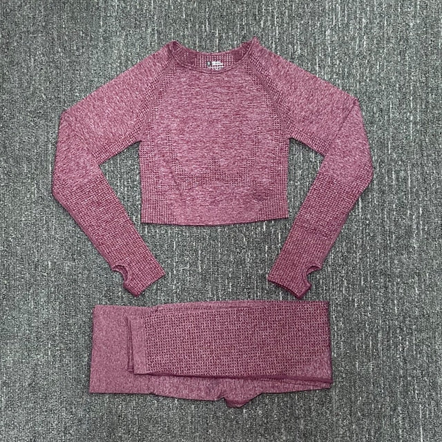 Seamless Fitness Yoga Suit 3pcs Gym Clothing
