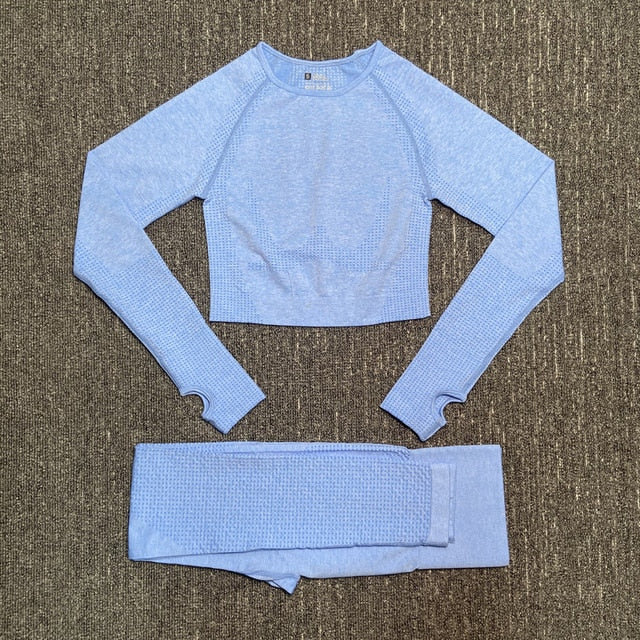 Seamless Fitness Yoga Suit 3pcs Gym Clothing