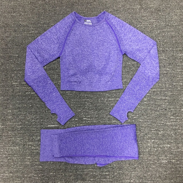 Seamless Fitness Yoga Suit 3pcs Gym Clothing