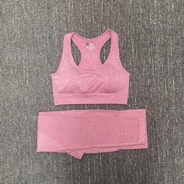 Seamless Fitness Yoga Suit 3pcs Gym Clothing