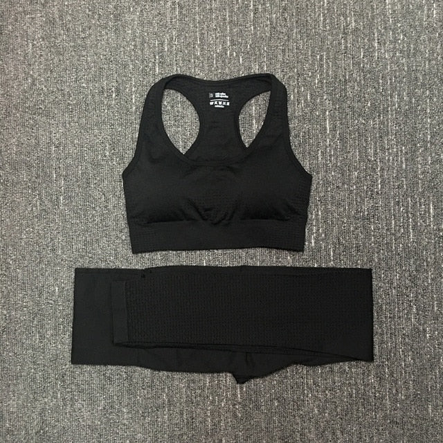 Seamless Fitness Yoga Suit 3pcs Gym Clothing