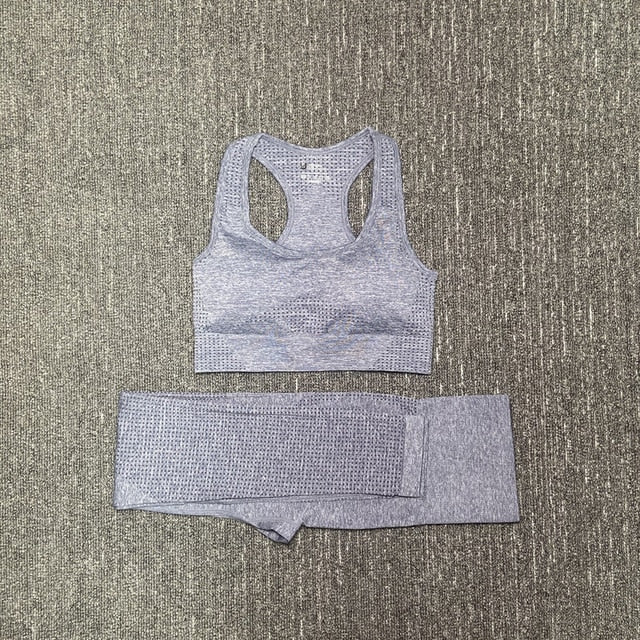 Seamless Fitness Yoga Suit 3pcs Gym Clothing