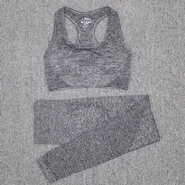 Seamless Fitness Yoga Suit 3pcs Gym Clothing