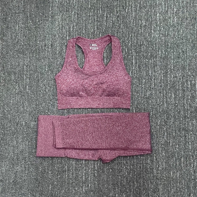 Seamless Fitness Yoga Suit 3pcs Gym Clothing
