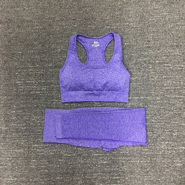 Seamless Fitness Yoga Suit 3pcs Gym Clothing