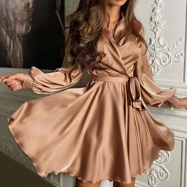 Sexy Satin Sashes A Line Mini Dress