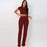 2 Two Piece O Neck Crop Top and Long Pants Set