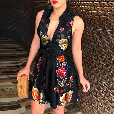Elegant Chain Letter Print Shirt Dress