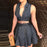 Elegant Chain Letter Print Shirt Dress