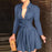 Elegant Chain Letter Print Shirt Dress