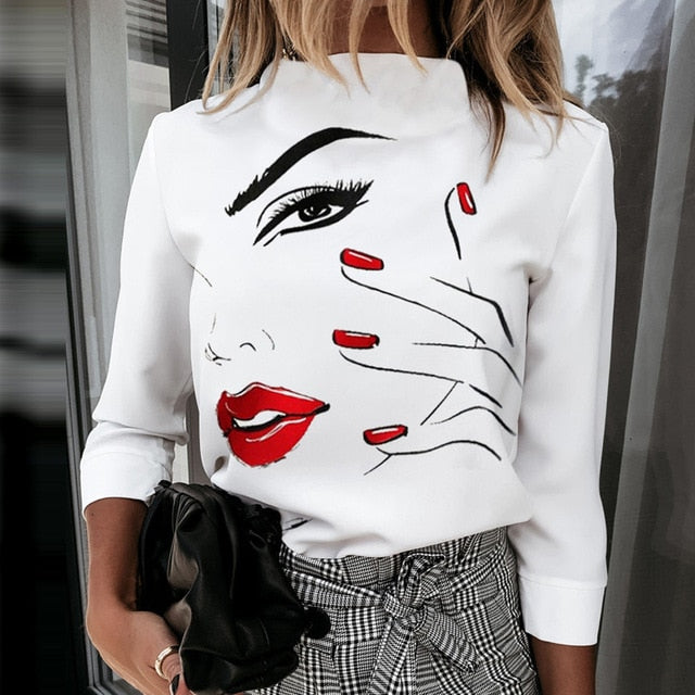 Elegant Long Sleeve Top Casual Blouse