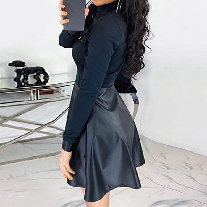 Autumn Fashion Leather Dress