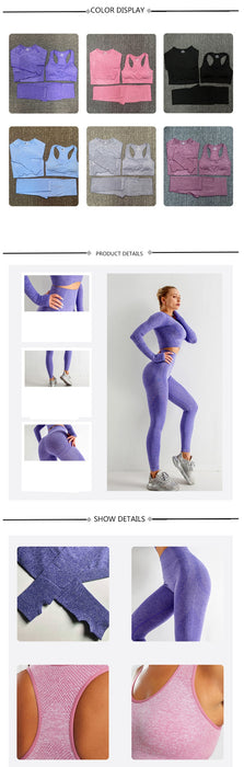 Seamless Fitness Yoga Suit 3pcs Gym Clothing