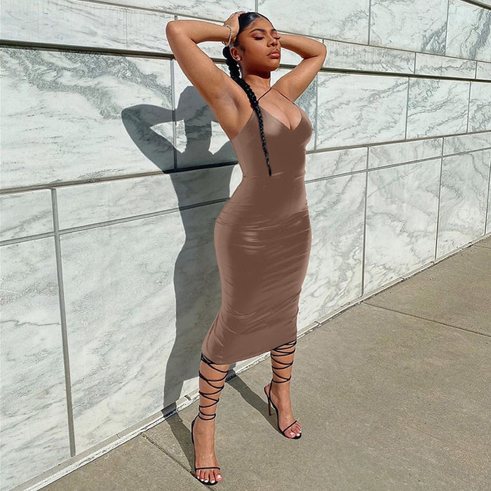 Leather Bodycon Sexy Party Dress