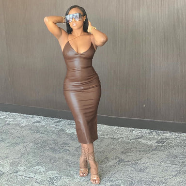 Leather Bodycon Sexy Party Dress