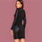 Black Mock Neck Crocodile Embossed Glamorous Bodycon Dress