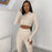 Two Piece Long Sleeve Crop Top  with Leggings Set