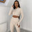 Two Piece Long Sleeve Crop Top  with Leggings Set
