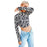 Dragon Pattern Print Crop T-shirts Tops Long Sleeve Backless Top