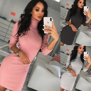 Sexy Turtleneck Sweater Dress