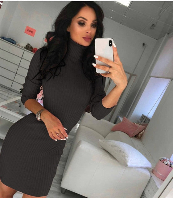 Sexy Turtleneck Sweater Dress