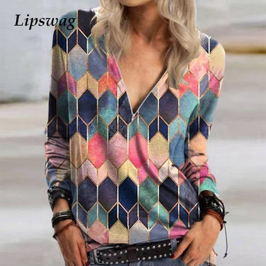 Casual Elegant V Neck Zipper Blouse