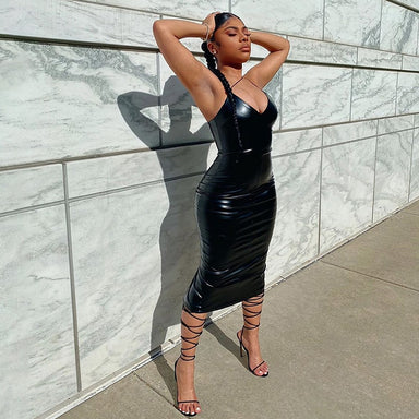Leather Bodycon Sexy Party Dress