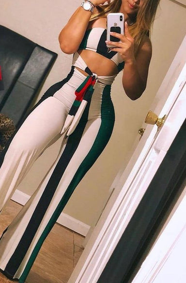 Striped Colorblock Lace up Sexy Romper and Jumpsuit
