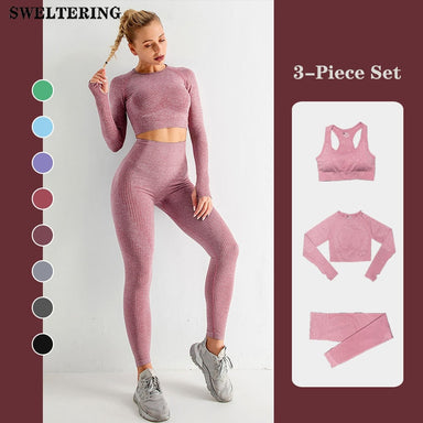 Seamless Fitness Yoga Suit 3pcs Gym Clothing