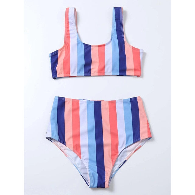 High Waist Bikini Sexy Striped Swimsuit