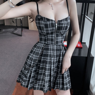 Plaid Pleated Punk Dress