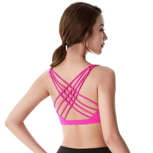 Solid Cross Back Yoga Sports Bra
