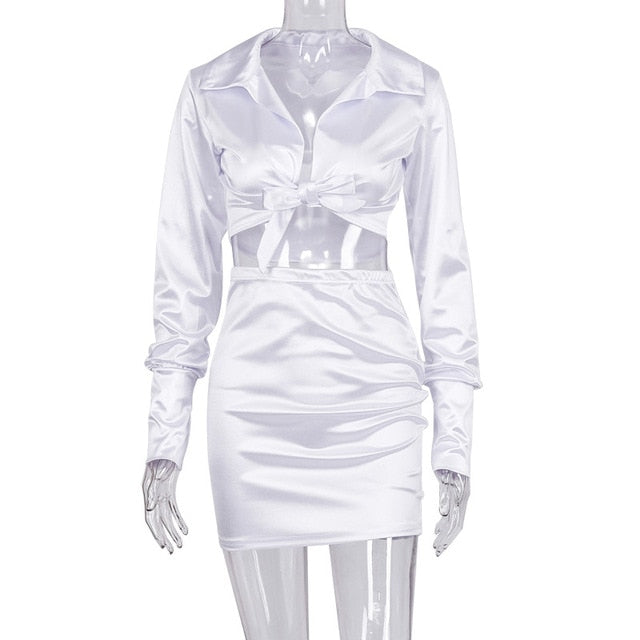 Sexy V Neck Party Hot Silk 2 Piece Outfit