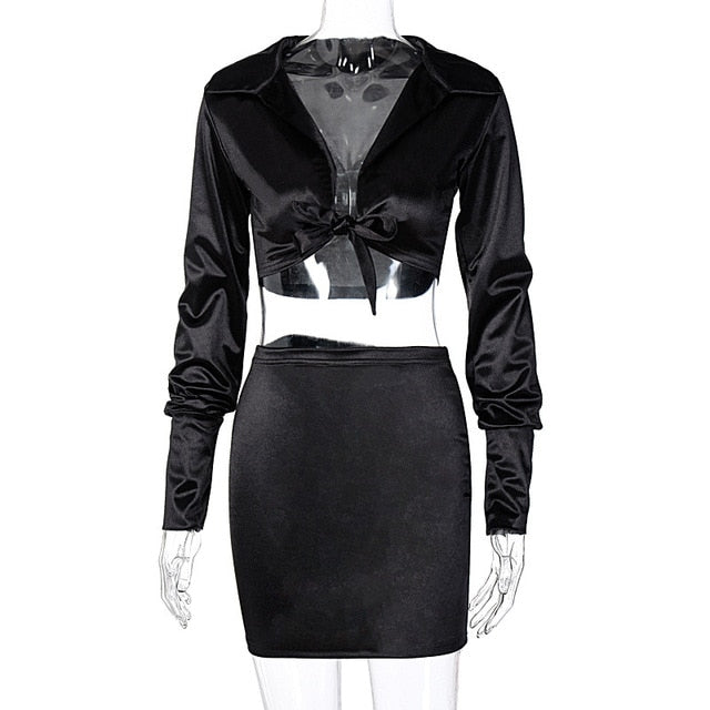 Sexy V Neck Party Hot Silk 2 Piece Outfit