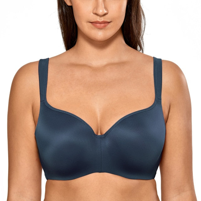 Full-Coverage Balconette Big Size T-Shirt Bra Blue Blown Pink