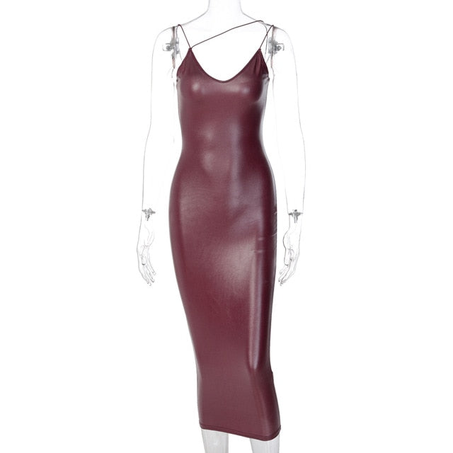 Leather Bodycon Sexy Party Dress