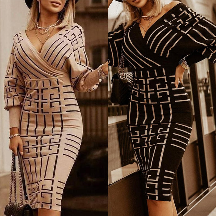 Spring Vintage Striped Midi Dress