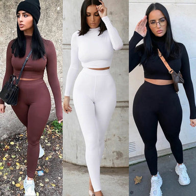 Two Piece High Waist Sportswear Crop Top And Leggings